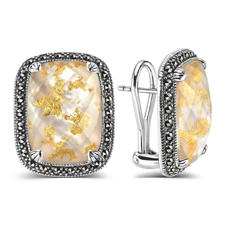 Серьги, серебро, микс полудрагоценных камней, TJE715